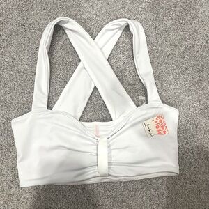 NWT Free People Movement White Ruched Front Sports Bra